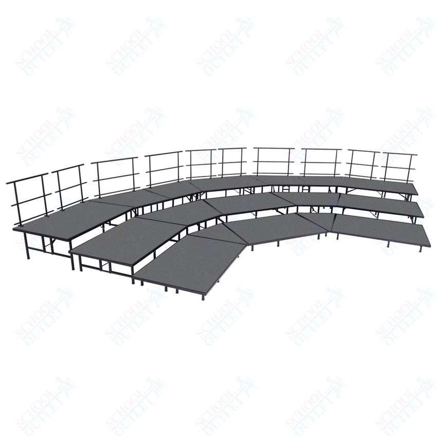AmTab Fixed Height Riser Set - Polypropylene Top - 3 Levels - 9'W x 24'L x 2'H (108"W x 288"L x 24"H) (AmTab AMT - STSC383P) - SchoolOutlet