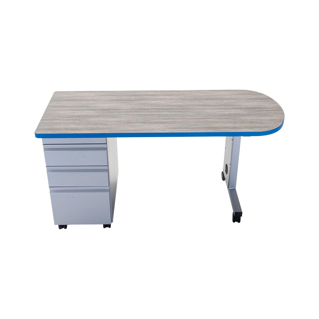 AmTab Teacher Desk 2 - Right Pedestal, Curved Top 24"W x 60"L (AMT - TeacherDesk2 - 245RP) - SchoolOutlet