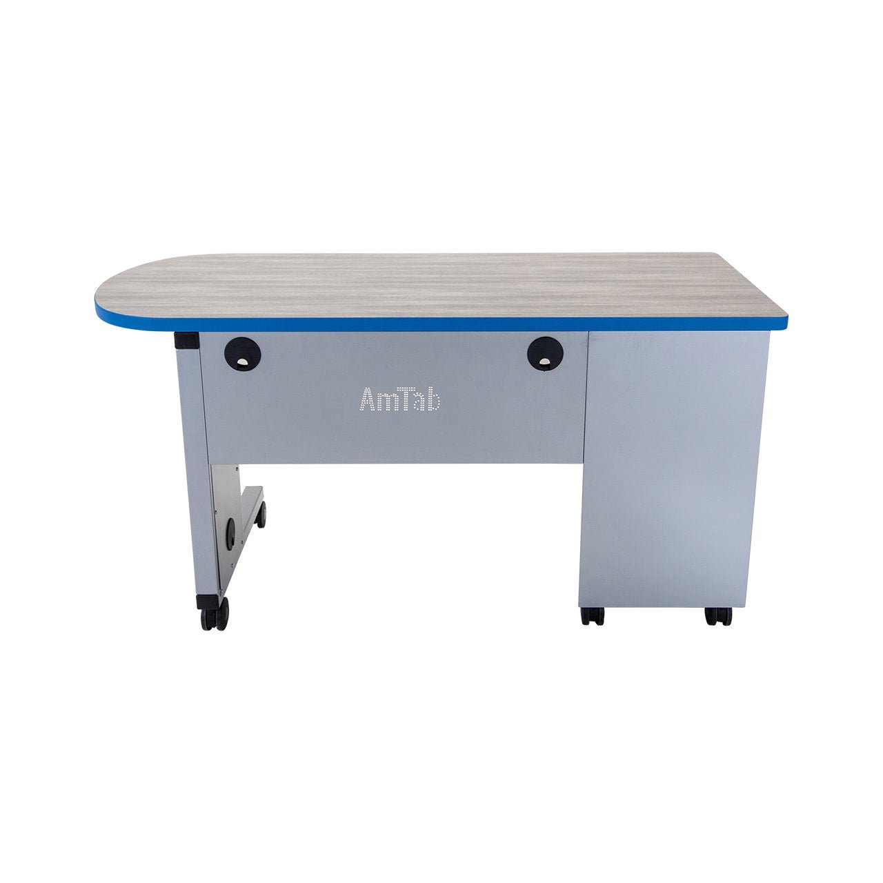 AmTab Teacher Desk 2 - Right Pedestal, Curved Top 24"W x 60"L (AMT - TeacherDesk2 - 245RP) - SchoolOutlet