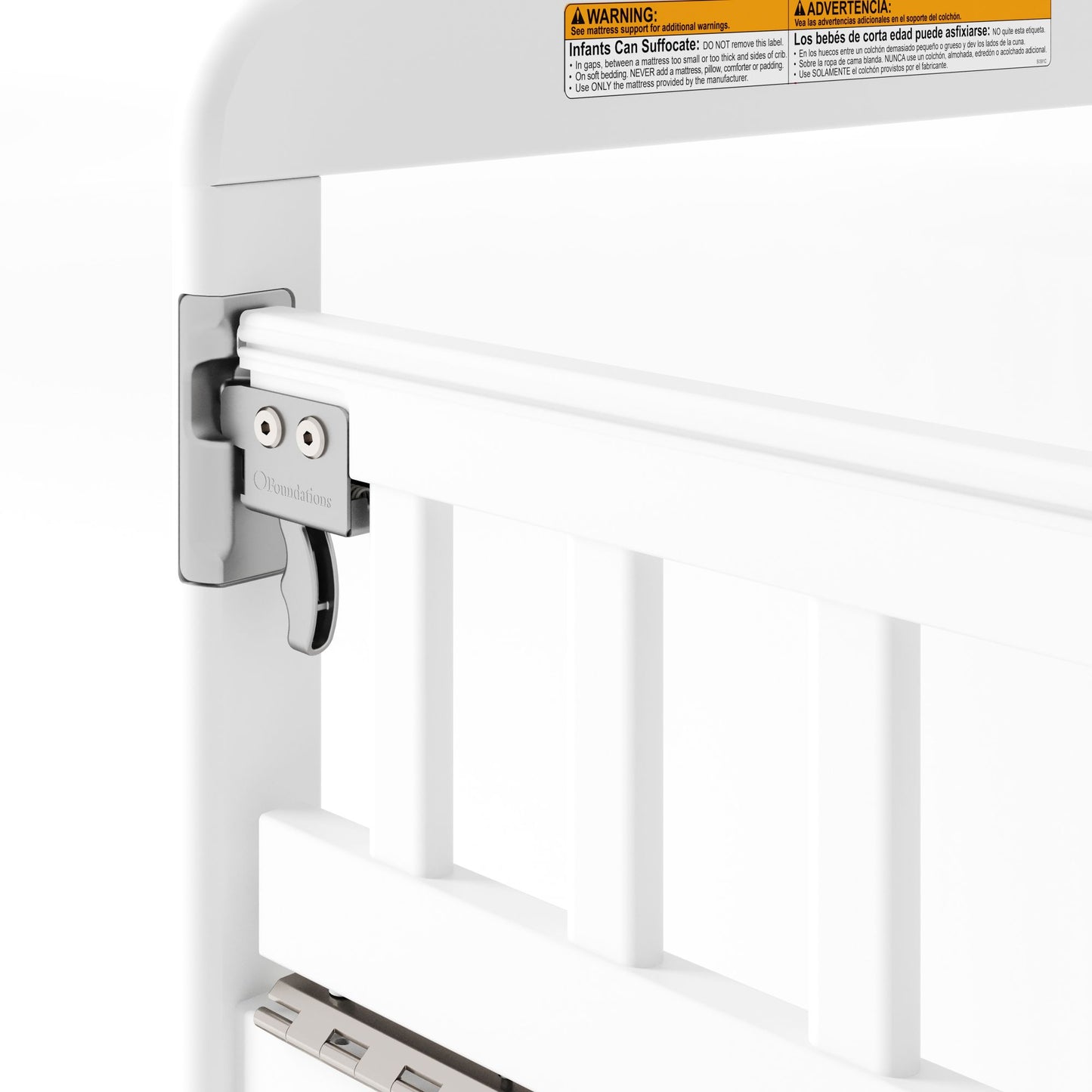 Foundations - Next Gen Serenity SafeReach Side Gate Compact Crib - Clearview (Both Ends) White (FOU-2542120)