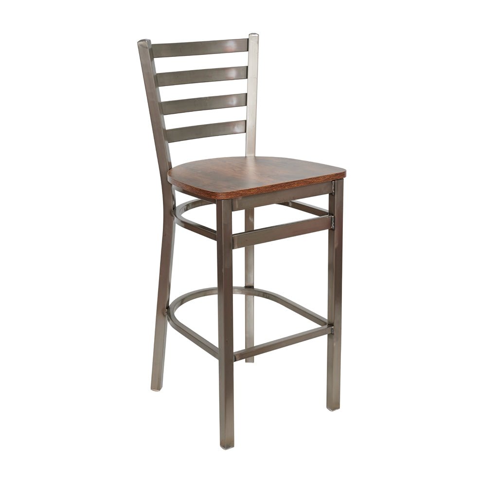BFM Seating - Lima Ladder Back Counter Height Stool - Relic Seat - Steel Frame - (BFM - 2160H) - SchoolOutlet