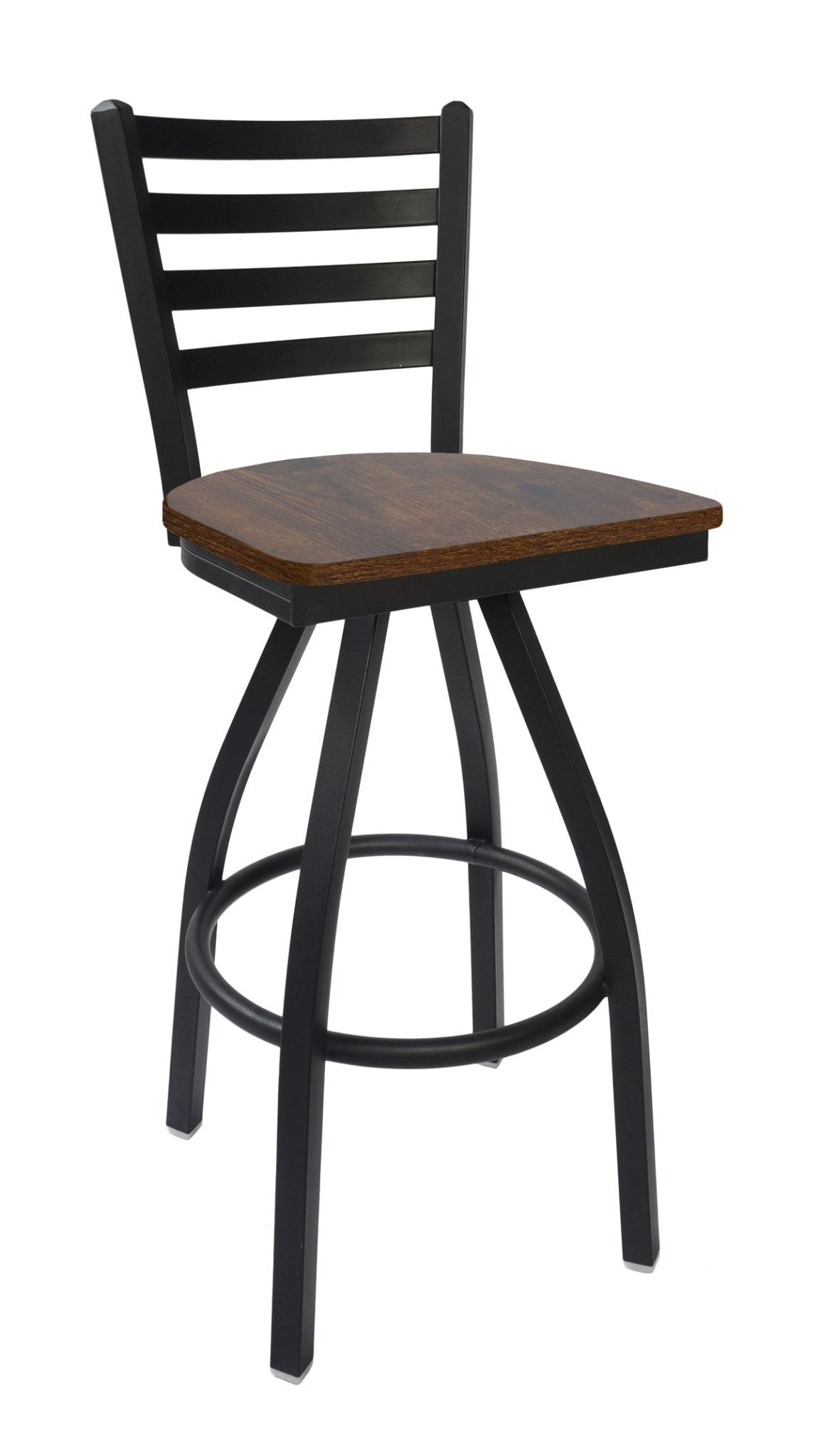 BFM Seating - Lima Ladder Back Swivel Barstool - Relic Seat - Steel Frame - (BFM - 2160S) - SchoolOutlet