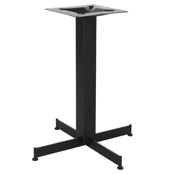 BFM Seating Jaxon - 24 x 24" Cross Base - Dining Height - 3" Square Column - 11 7/8" Bolt - On Top Plate - Sand Black - (BFM - BXS - 2424) - SchoolOutlet