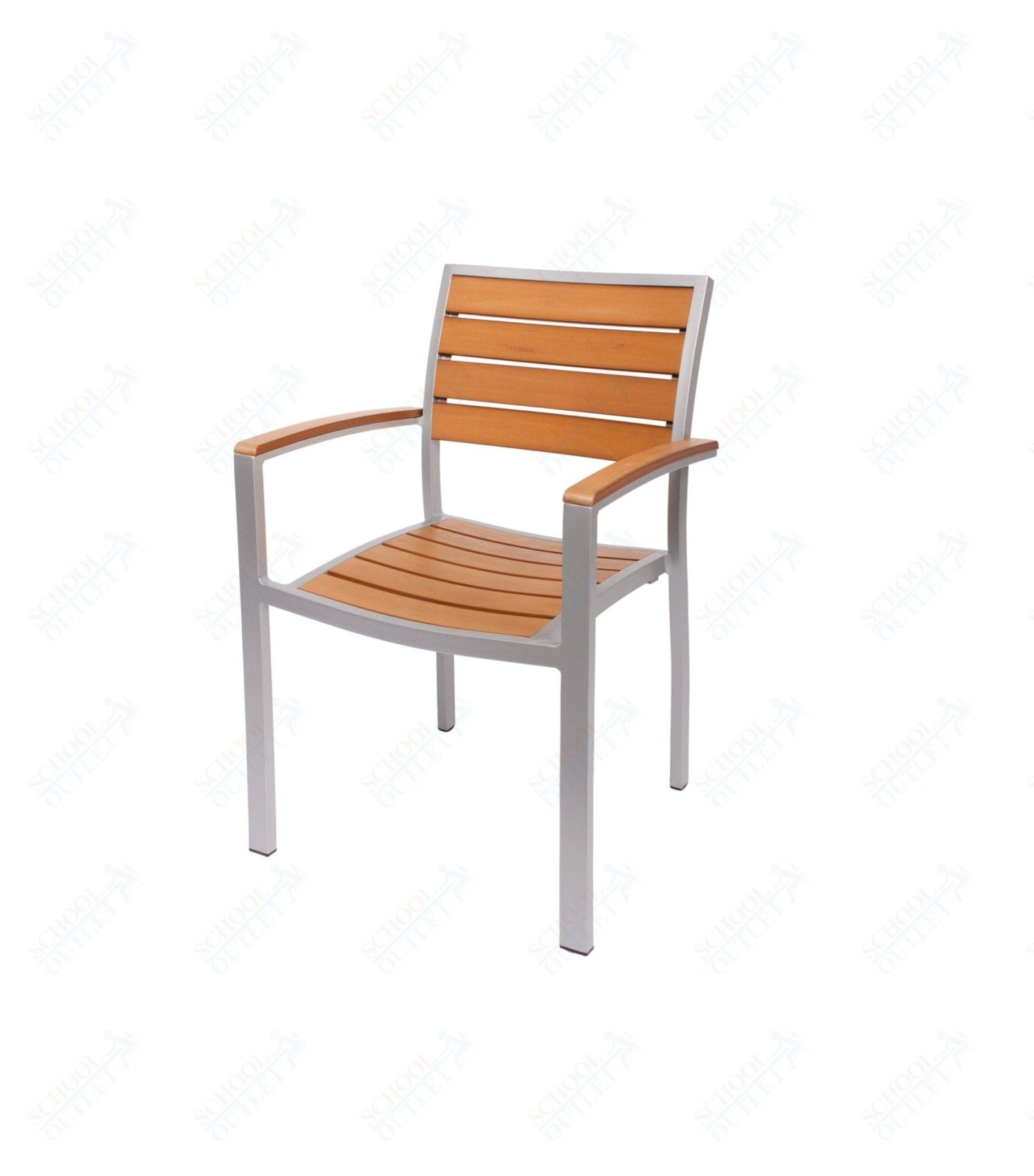 BFM Seating Largo Stacking Teak Patio Dining Chair - 17" Seat Height (BFM - PH101C) - SchoolOutlet