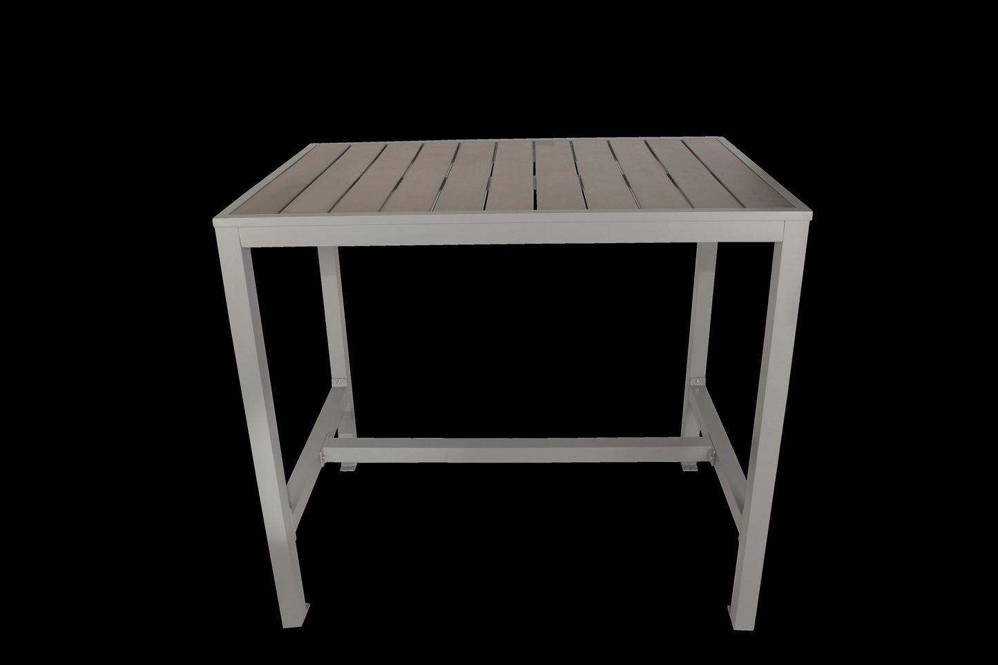 BFM Seating Seaside 4 - Leg Bar Height Bolt - Down Table 31x48, Synthetic Gray Teak Top - (BFM - PH4L3148xxxT) - SchoolOutlet
