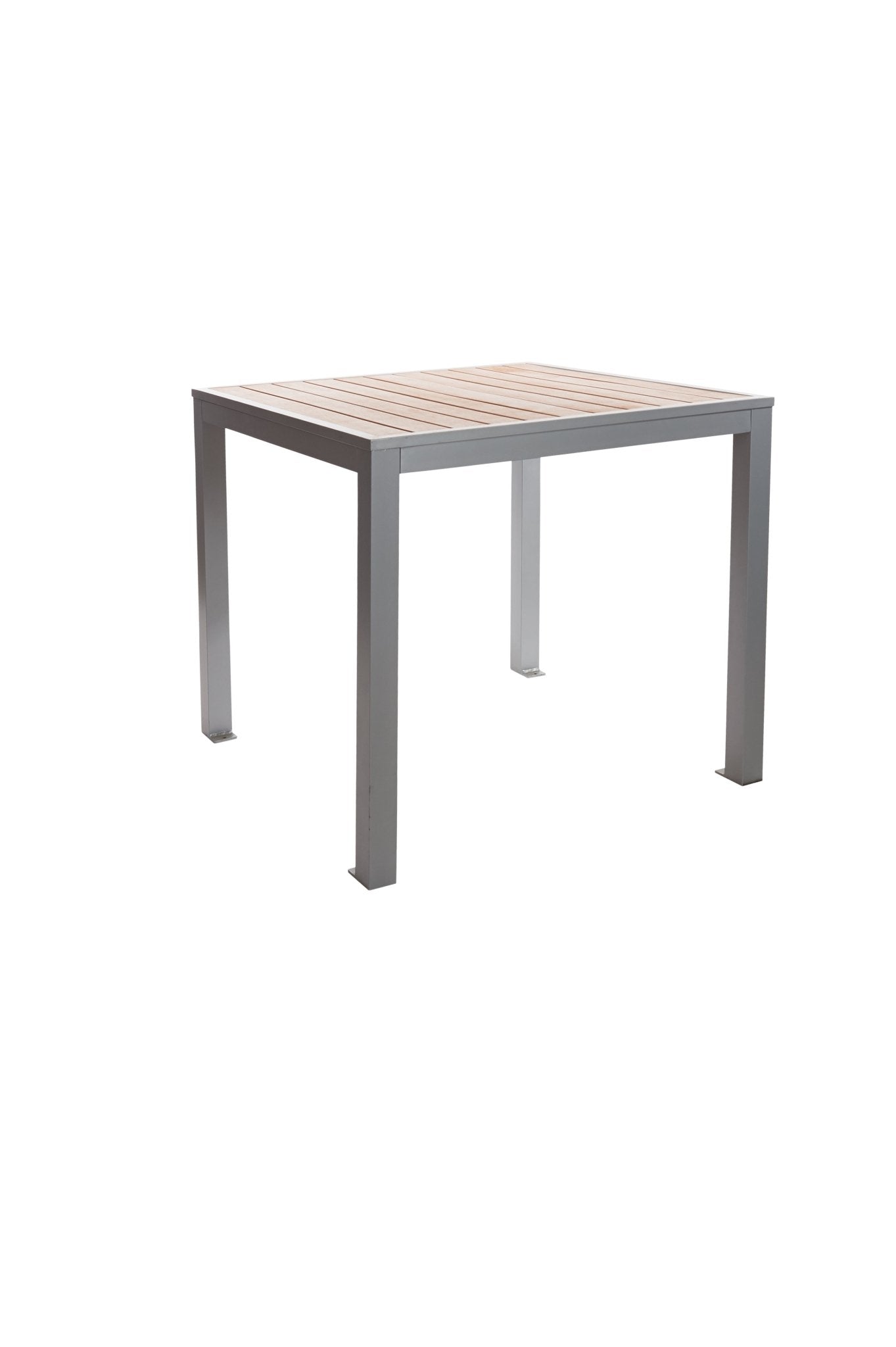 BFM Seating Seaside 4 - Leg Bolt - Down Table 35x35, Synthetic Gray Teak Top - Umbrella Hole Optional - (BFM - PH4L3535GR) - SchoolOutlet