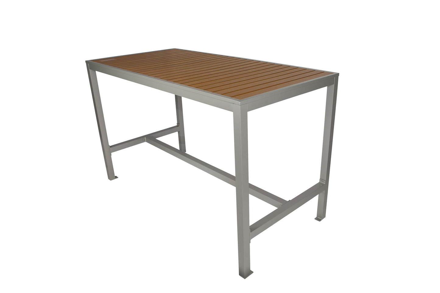 BFM Seating Longport 4 - Leg Bar Height Bolt - Down Table 35x71, Synthetic Teak Top - (BFM - PH4L3571TxxT) - SchoolOutlet