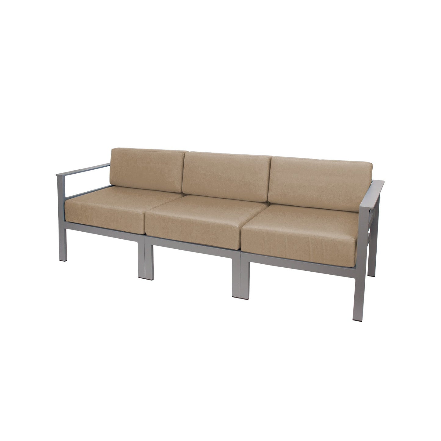 BFM Seating Belmar 82'' Outdoor Sectional Sofa with Sunbrella Cushions, Soft Gray Frame (BFM - PH6101SG) - SchoolOutlet