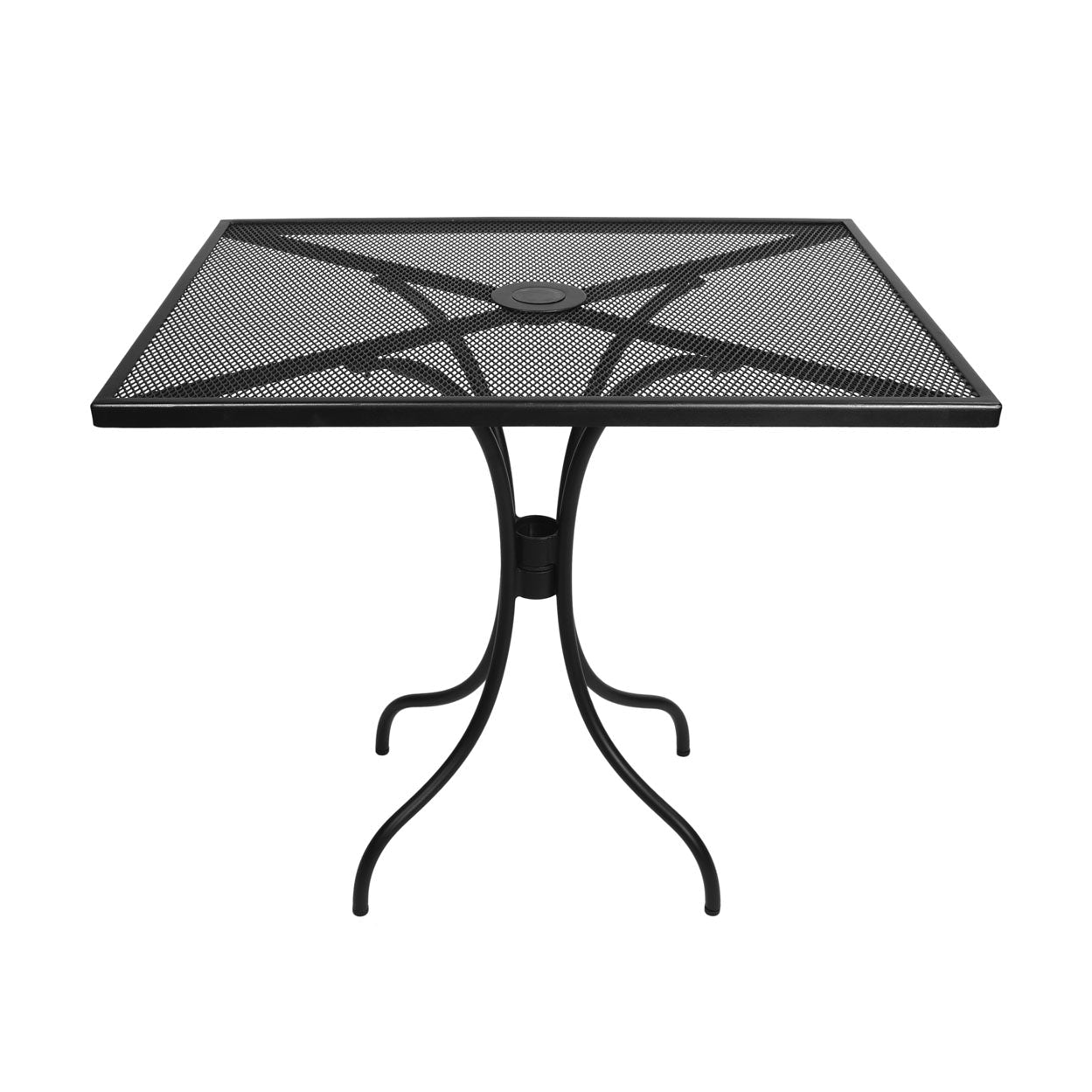 BFM Seating Barnegat Dining Height Table 24x32 E - Coated, Powder Coated Micro - Mesh Steel - Black - Umbrella hole - (BFM - SU2432BL‐D) - SchoolOutlet