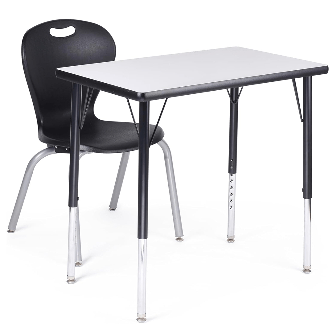 Bintiva Chair and Table Set - ZUUL Black 16"H Chair - 18"D x 30"W Black Activity Table - SchoolOutlet