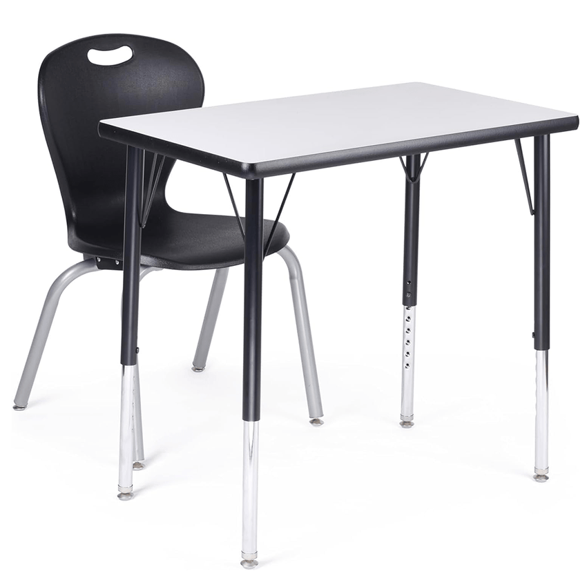 Bintiva Chair and Table Set - ZUUL Black 16"H Chair - 18"D x 30"W Black Activity Table - SchoolOutlet