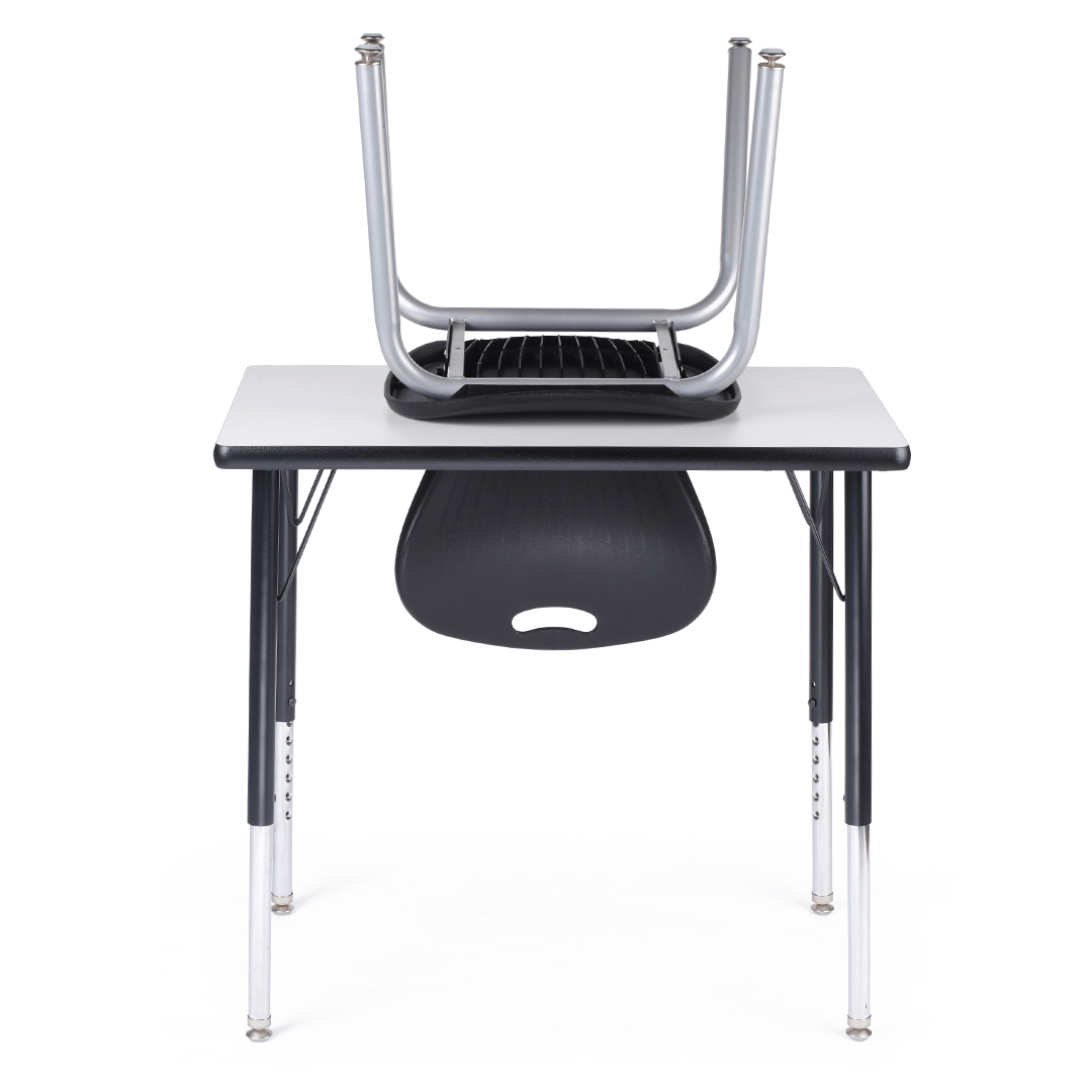 Bintiva Chair and Table Set - ZUUL Black 18"H Chair - 18"D x 30"W Black Activity Table - SchoolOutlet