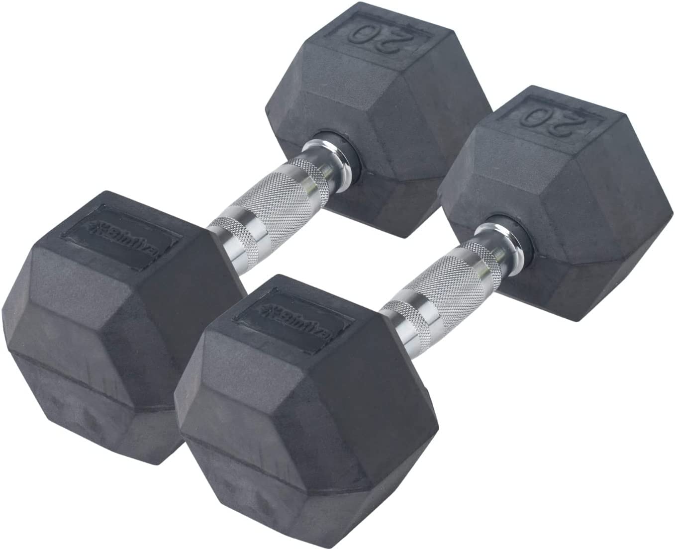 Bintiva Rubber Coated Hexagon Dumbbells - Set of 2 - SchoolOutlet