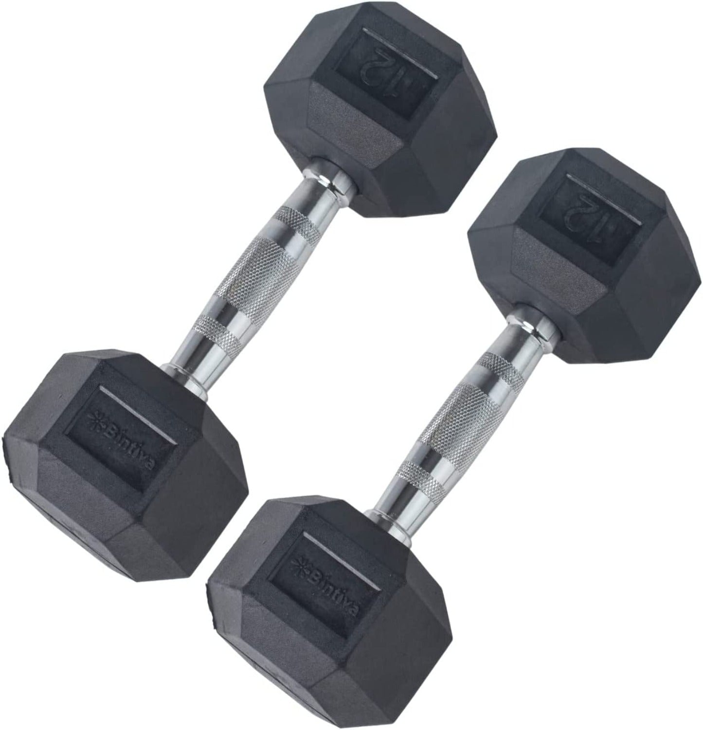 Bintiva Rubber Coated Hexagon Dumbbells - Set of 2 - SchoolOutlet