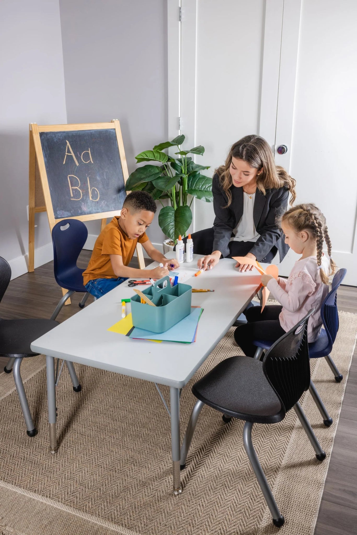 Bintiva ZUUL Stackable Chair Series - School Chair 14" Height with Ball Glides - SchoolOutlet