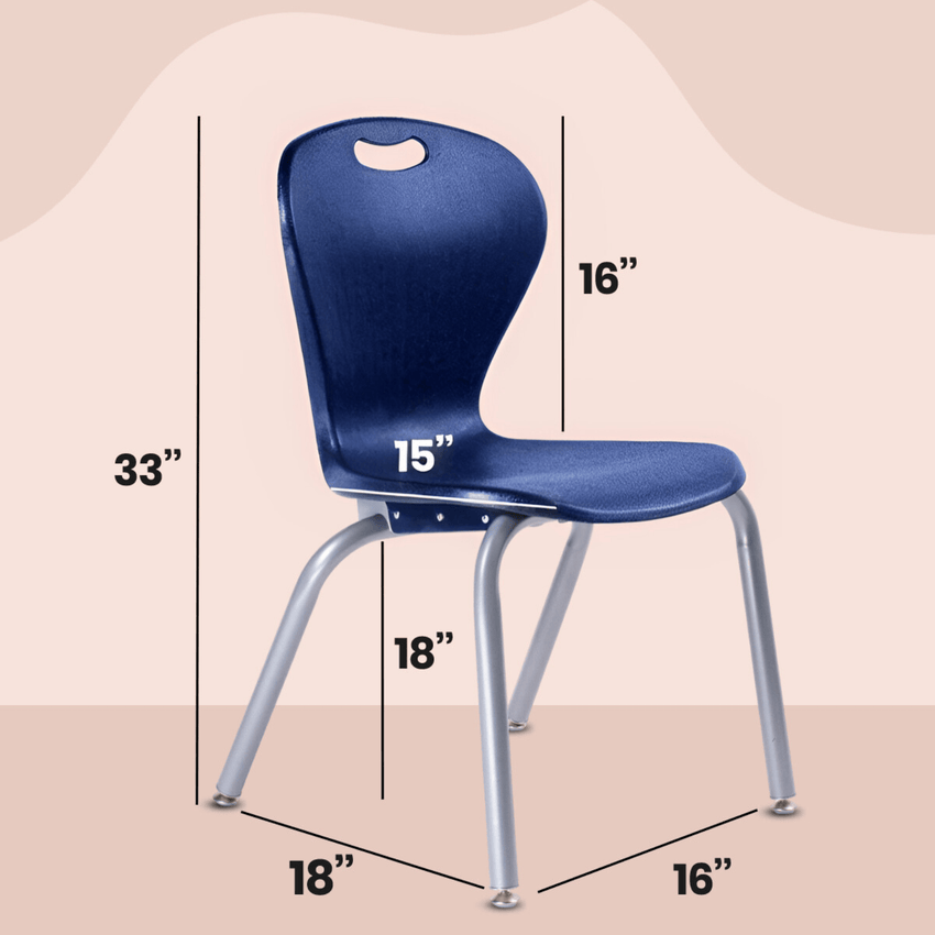 Bintiva ZUUL Stackable Chair Series - School Chair 18" Height with Self Level Glides - SchoolOutlet