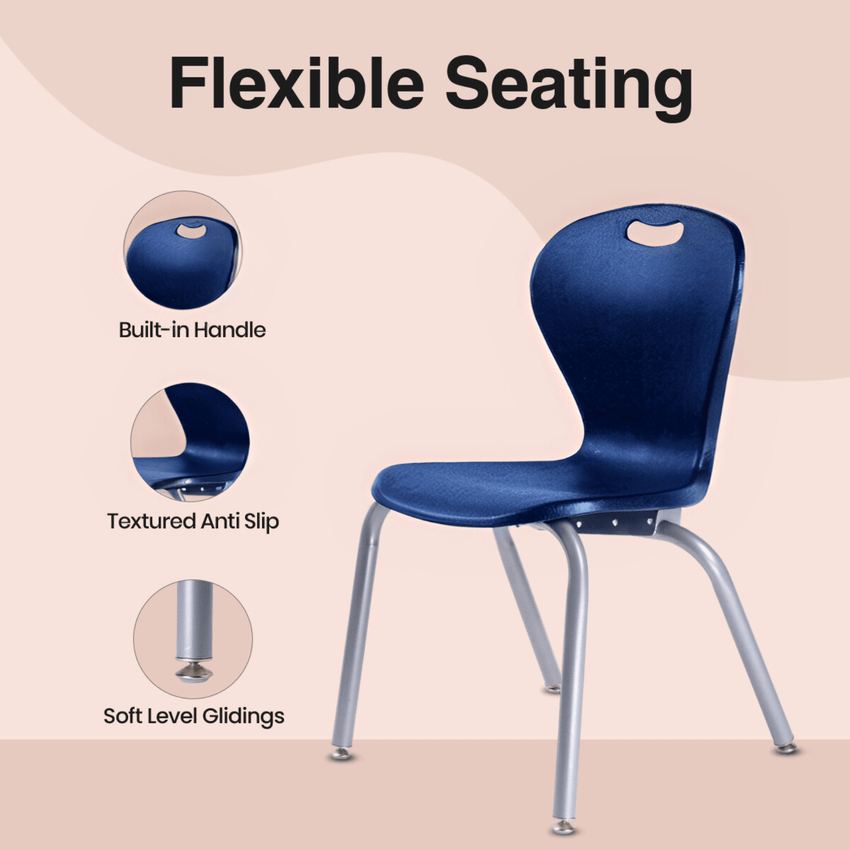 Bintiva ZUUL Stackable Chair Series - School Chair 18" Height with Self Level Glides - SchoolOutlet