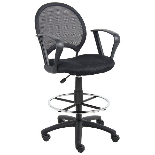 Boss Mesh Drafting Stool with Loop Arms, Black (B16217) - SchoolOutlet
