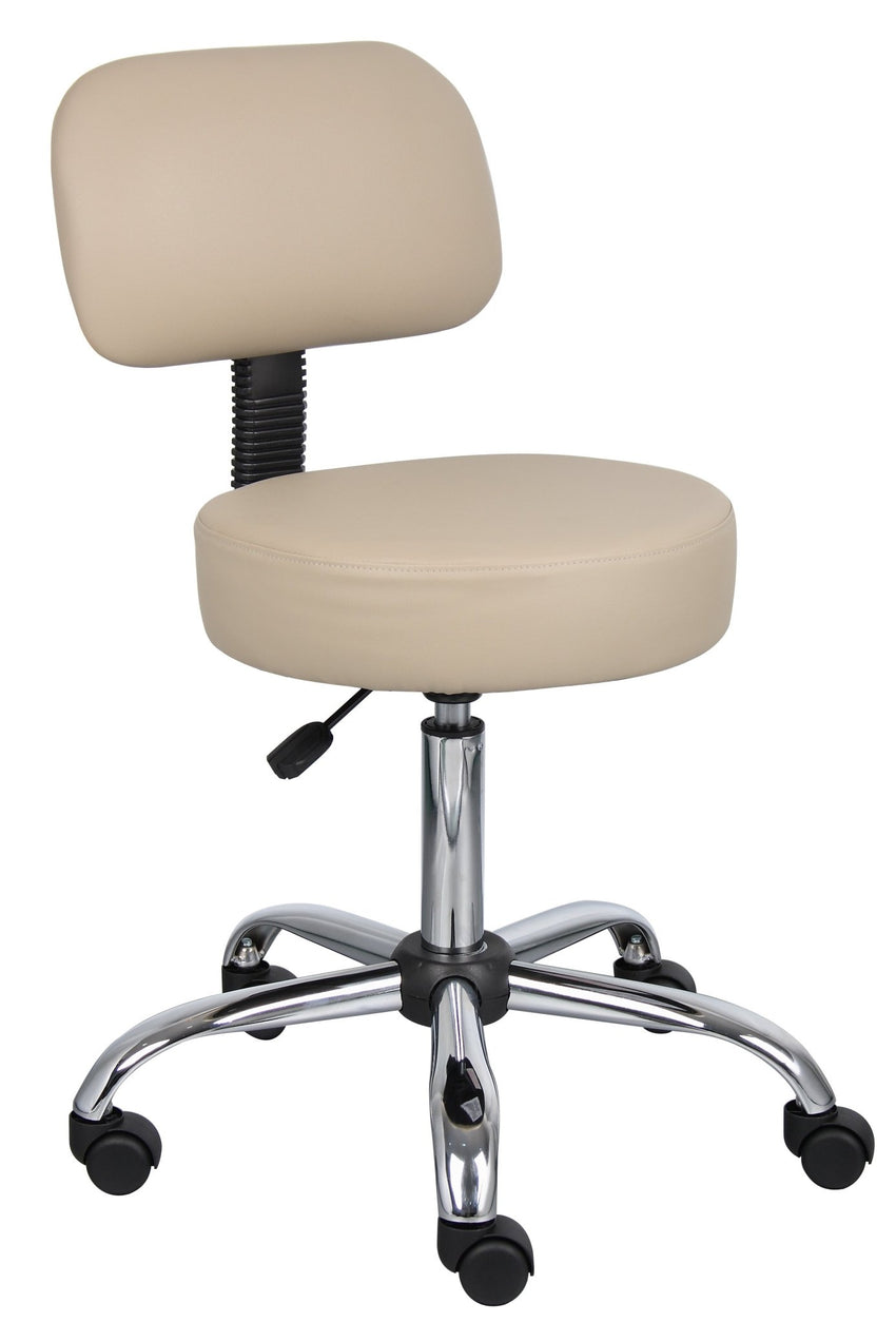 Boss Office Caressoft Medical Professional Adjustable Stool with Back (B245) - SchoolOutlet
