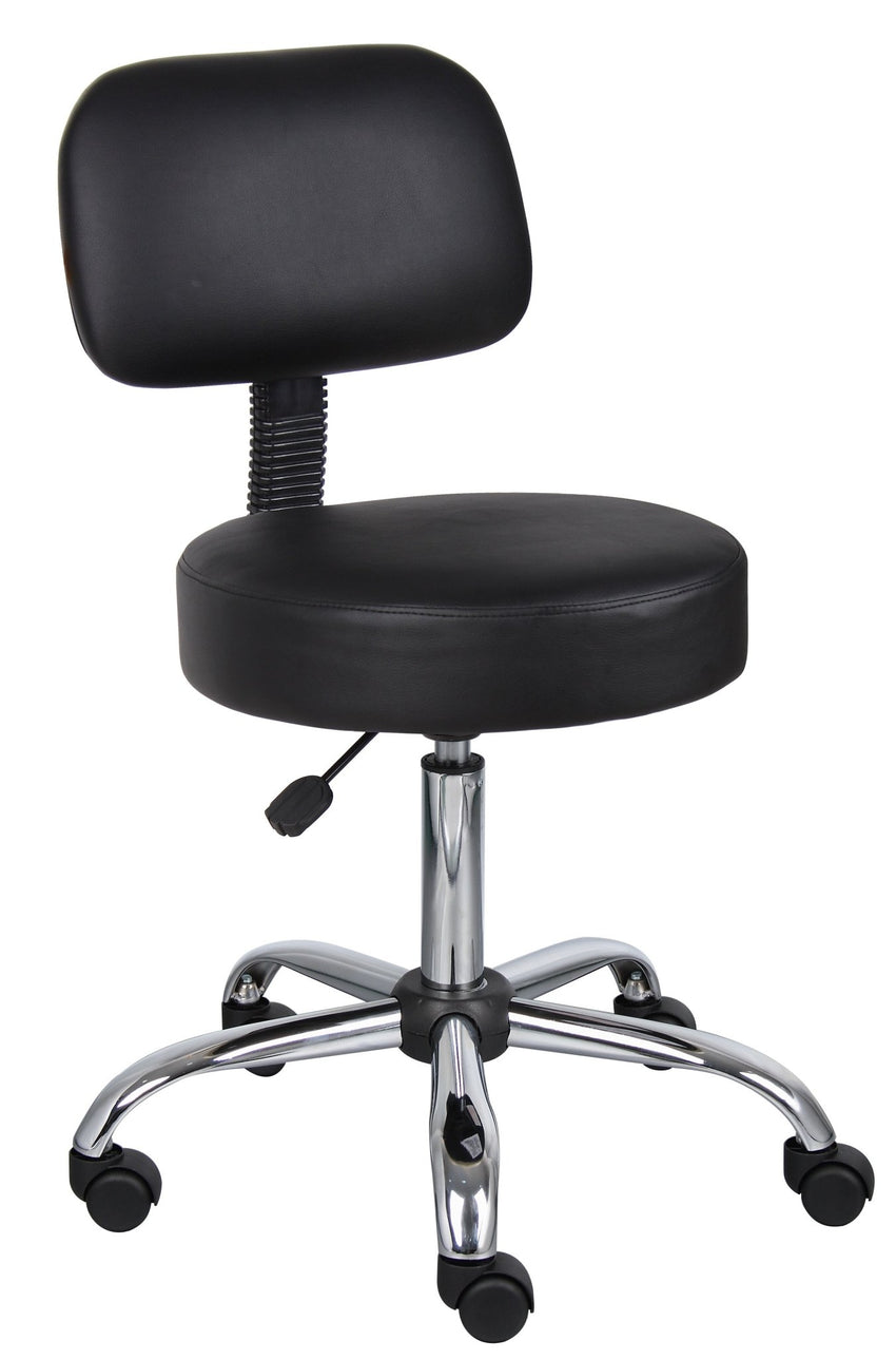Boss Office Caressoft Medical Professional Adjustable Stool with Back (B245) - SchoolOutlet