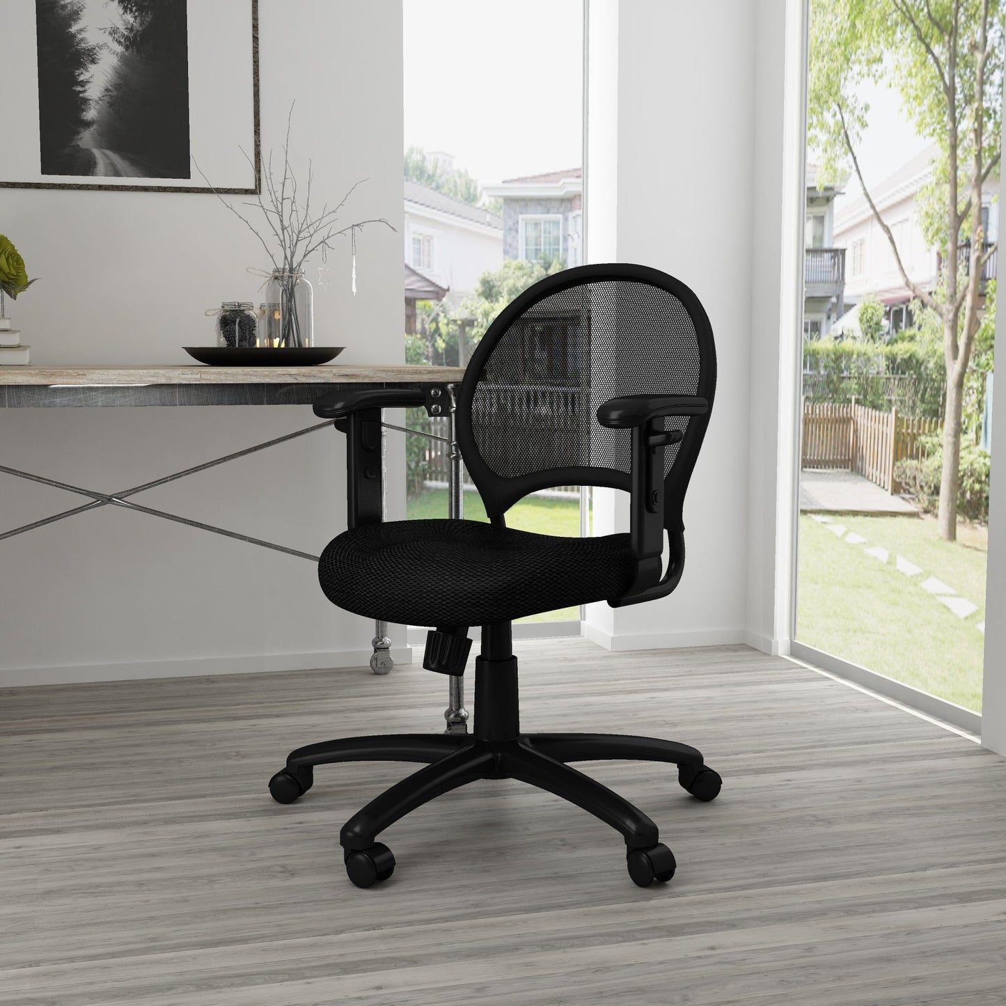 Boss Mesh Chair with Adjustable Arms, Black (B6216) - SchoolOutlet