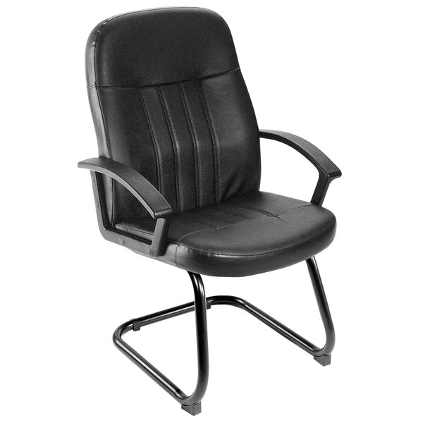 Boss Executive LeatherPlus Budget Guest Chair, Black (B8109) - SchoolOutlet
