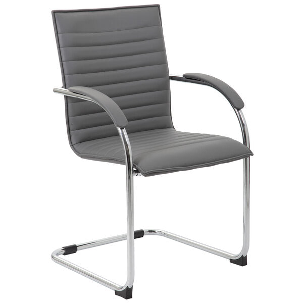 Boss Vinyl Ribbed Side Chair with Chrome Frame, 2 pack (B9536 - 2) - SchoolOutlet