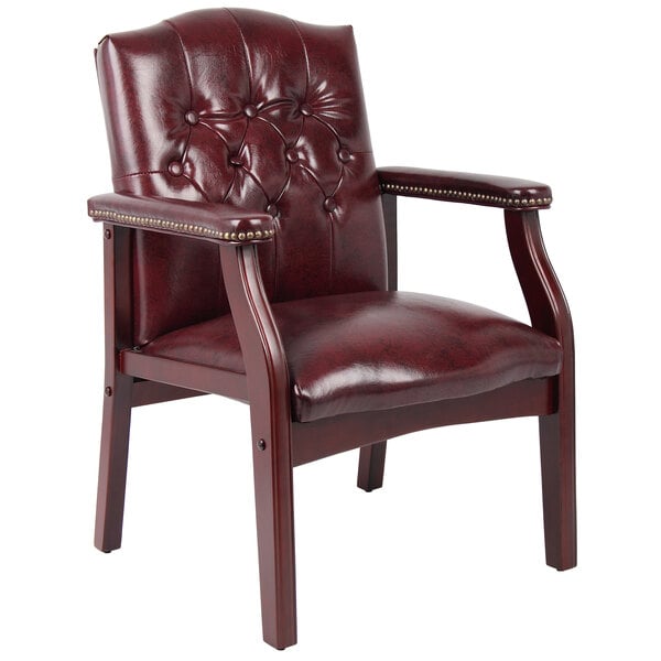 Boss Ivy League Caressoft Executive Guest Chair with Mahogany Finish (B959) - SchoolOutlet