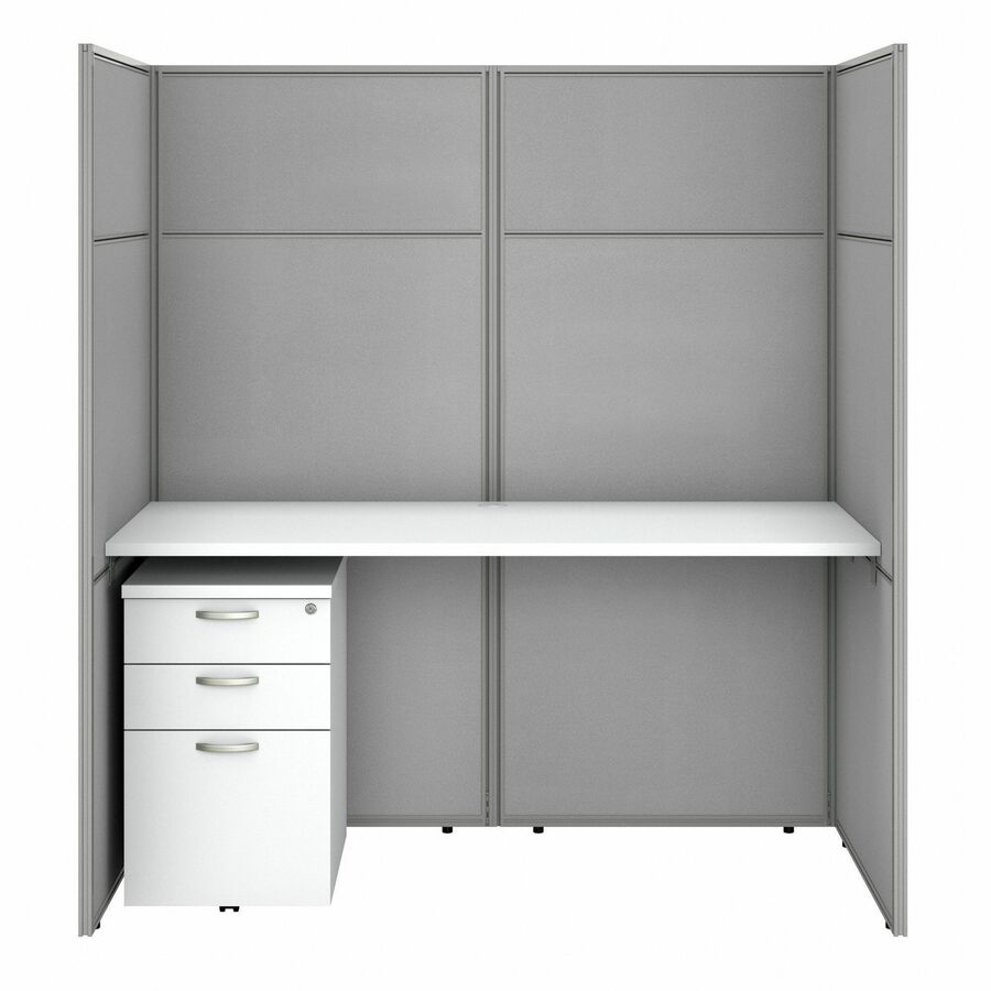 Bush Furniture 60"W Cubicle Desk with File Cabinet and 66"H Closed Panels Workstation (EODH26SWH03X) - SchoolOutlet