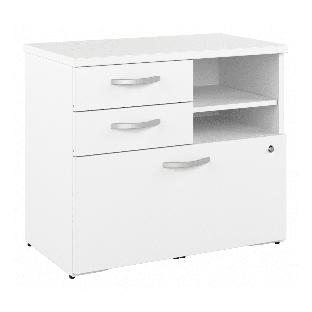 Bush Furniture 30"Office Storage Cabinet with Locking File Drawer, Box Drawers & Open Shelves (HYF130X) - SchoolOutlet