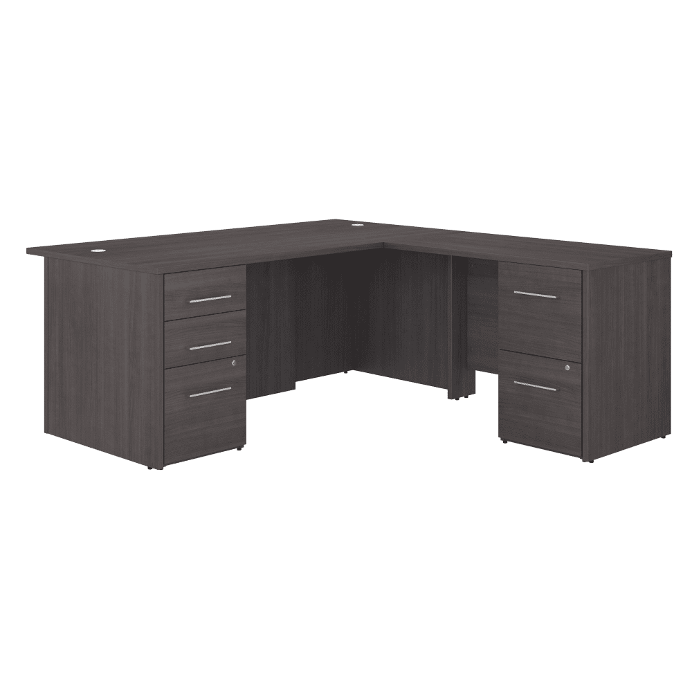 Bush Furniture 71"x 77"L - Shaped Executive Desk with Filing Cabinets (OF5004X) - SchoolOutlet