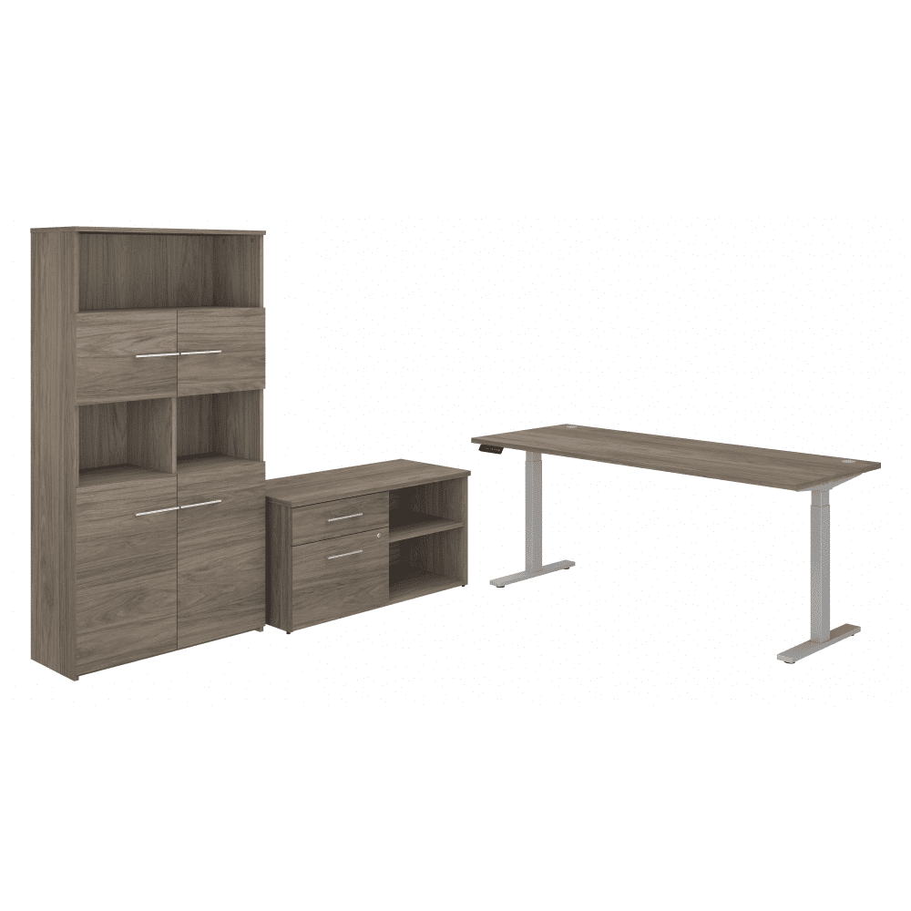 Bush Furniture 72"x 30"Height Adjustable Standing Desk with Storage & Bookcase - 3 Piece Office Bundle (OF5006X) - SchoolOutlet