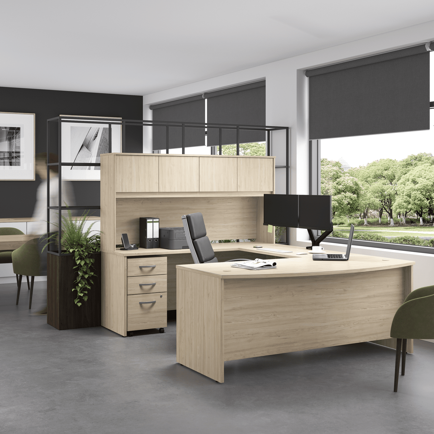 Bush Furniture Studio C 72"W x 36"D U Shaped Desk with Hutch and Mobile File Cabinet (STC003X) - SchoolOutlet