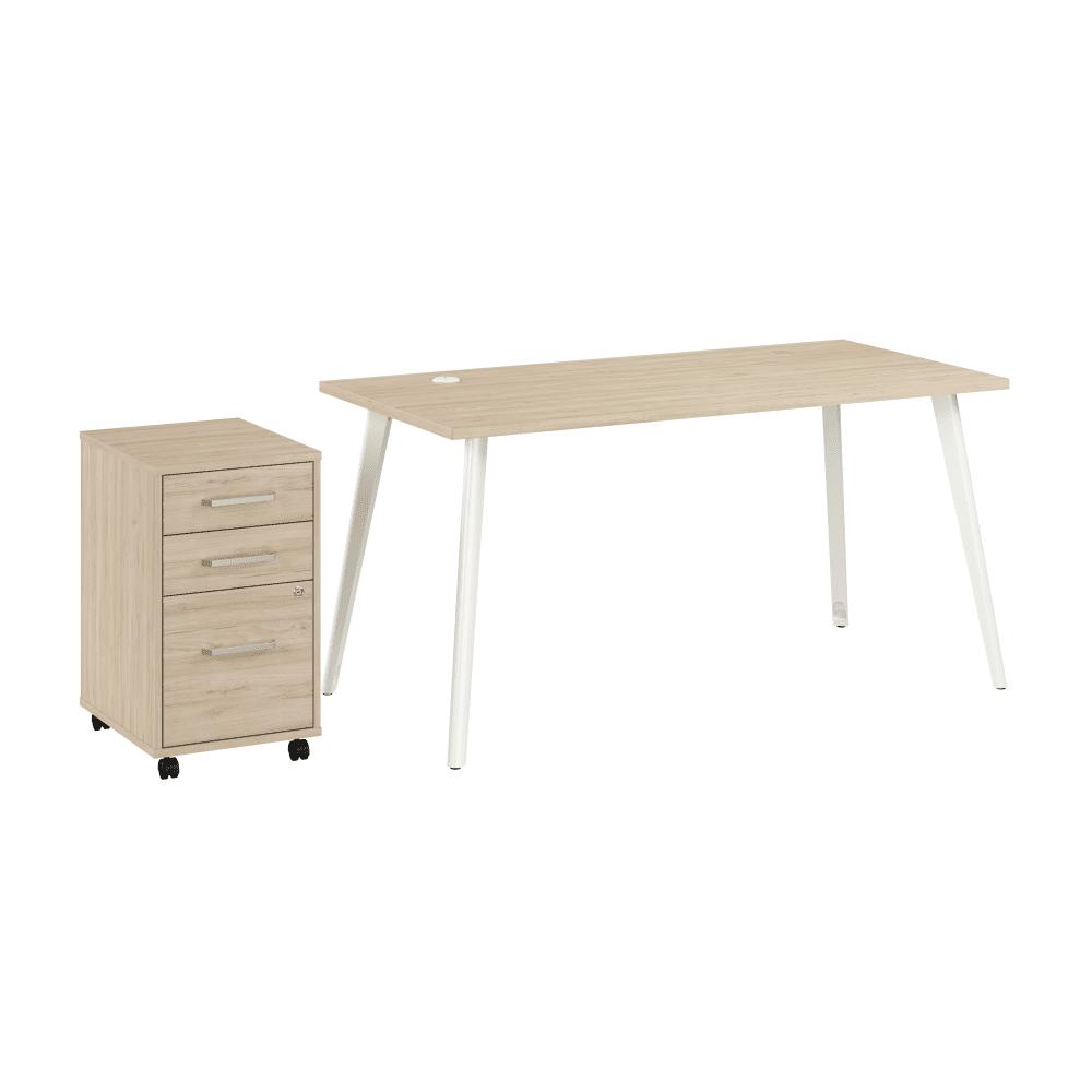 Bush Furniture Vista 60"W Desk with Splayed Metal Legs and 3 - Drawer Mobile File Cabinet (VST002X) - SchoolOutlet