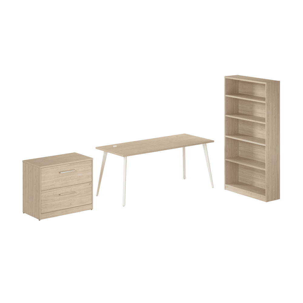 Bush Furniture Vista 72"W Computer Desk with 2 - Drawer File Cabinet & Tall Bookcase (VST011X) - SchoolOutlet