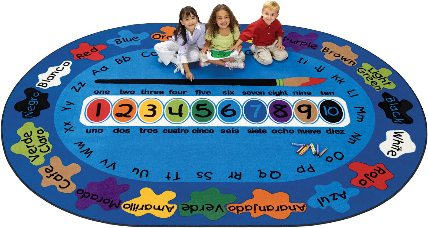 Carpets for Kids Bilingual Paint by Numero Oval Rug, Multi Color, 8'3" x 11'8" (CFK - 5316) - SchoolOutlet
