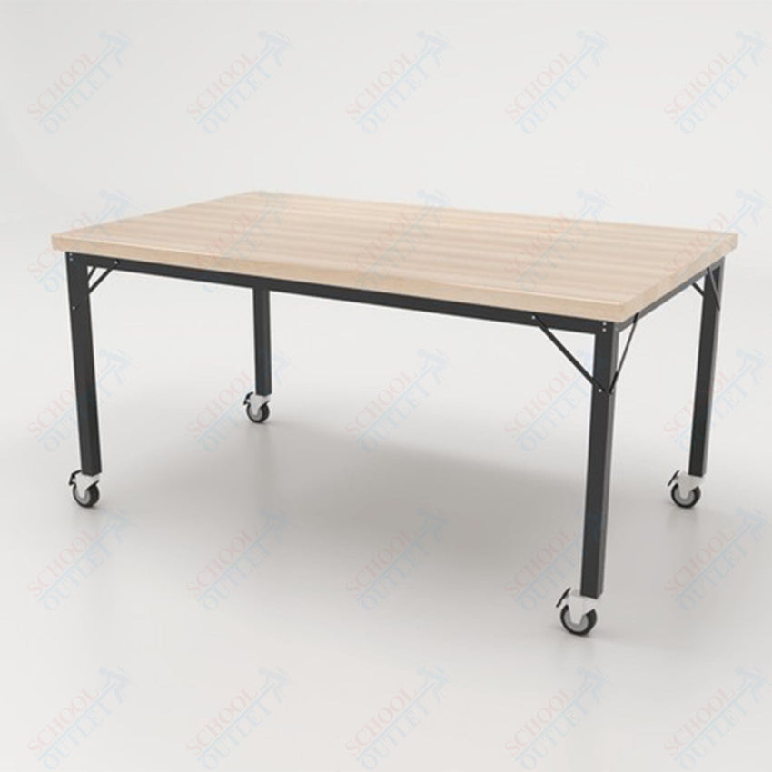 CEF Brainstorm Workbench 30" Height with Maple Butcher Block Top and Steel Frame for 3rd Grade and Up - SchoolOutlet