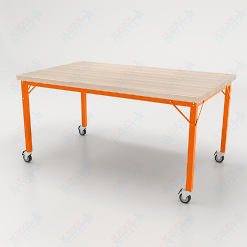 CEF Brainstorm Workbench 30" Height with Maple Butcher Block Top and Steel Frame for 3rd Grade and Up - SchoolOutlet