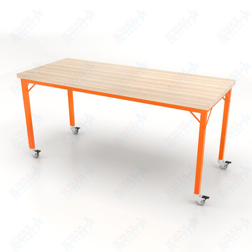 CEF Brainstorm Workbench 34" Height with Maple Butcher Block Top and Steel Frame for 3rd Grade and Up ADA Compliant - SchoolOutlet