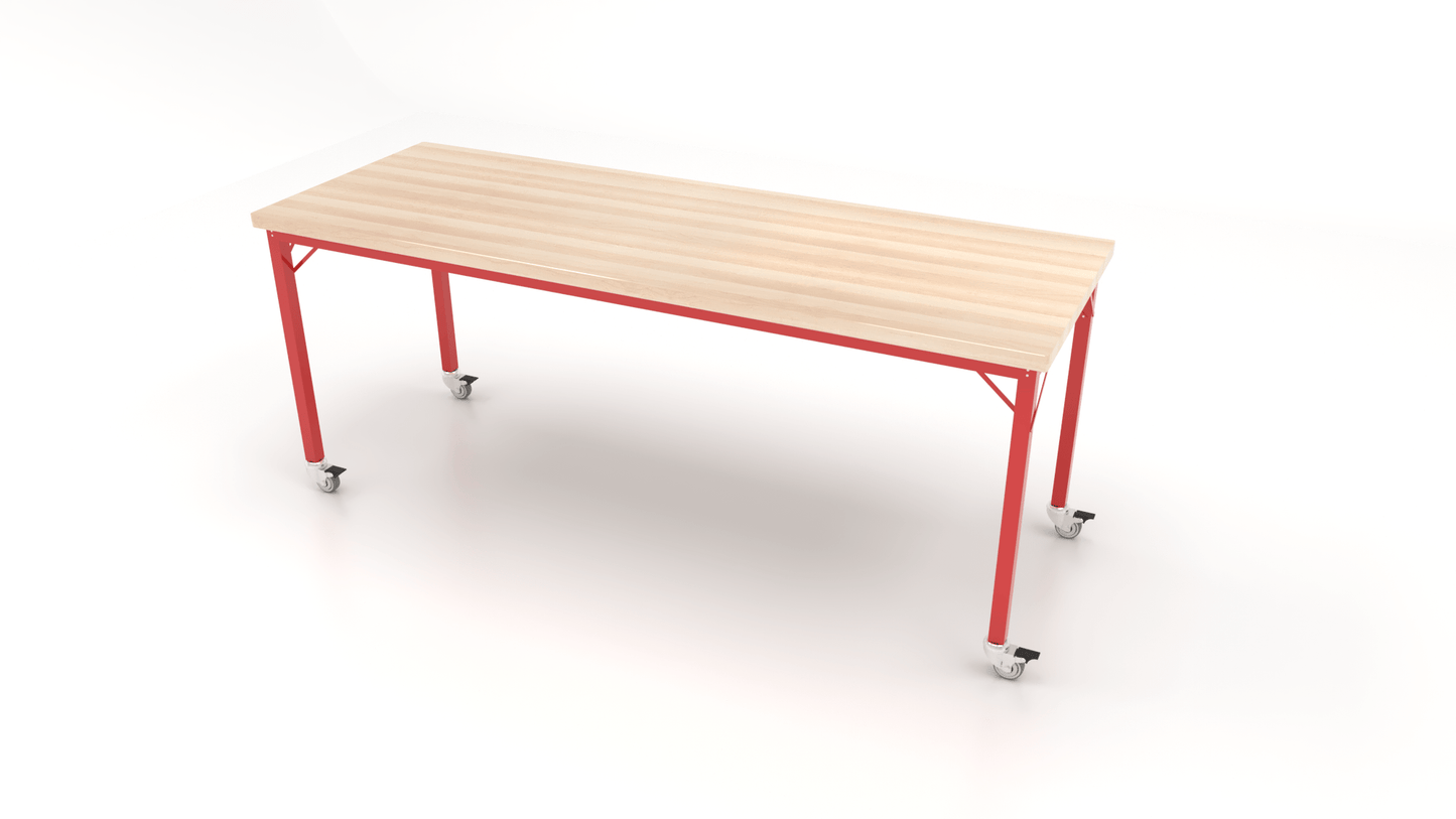 CEF Brainstorm Workbench 34" Height with Maple Butcher Block Top and Steel Frame for 3rd Grade and Up ADA Compliant - SchoolOutlet