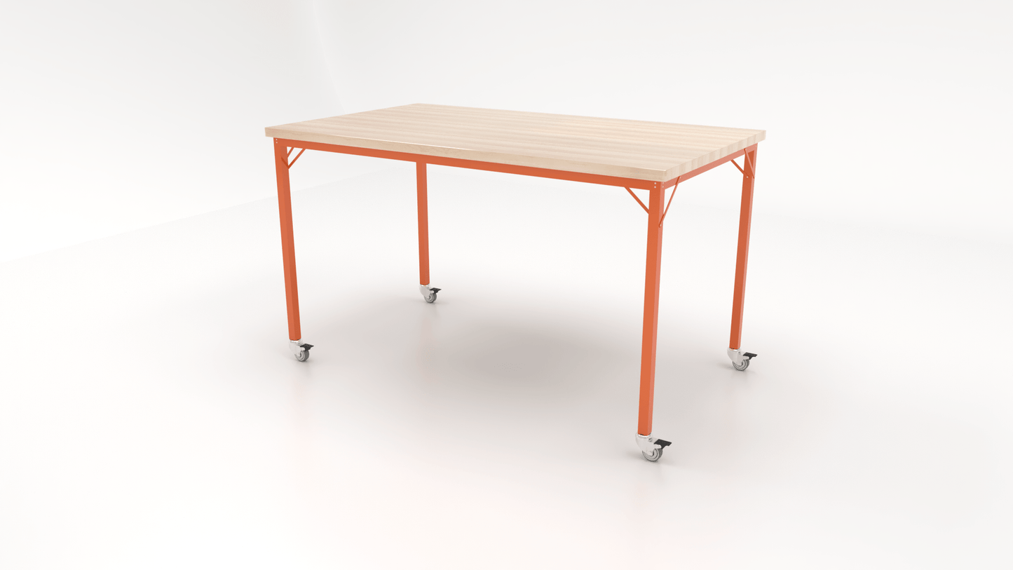 CEF Brainstorm Workbench 42" Height with Maple Butcher Block Top and Steel Frame for 6th Grade and Up - SchoolOutlet