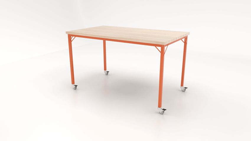 CEF Brainstorm Workbench 42" Height with Maple Butcher Block Top and Steel Frame for 6th Grade and Up - SchoolOutlet