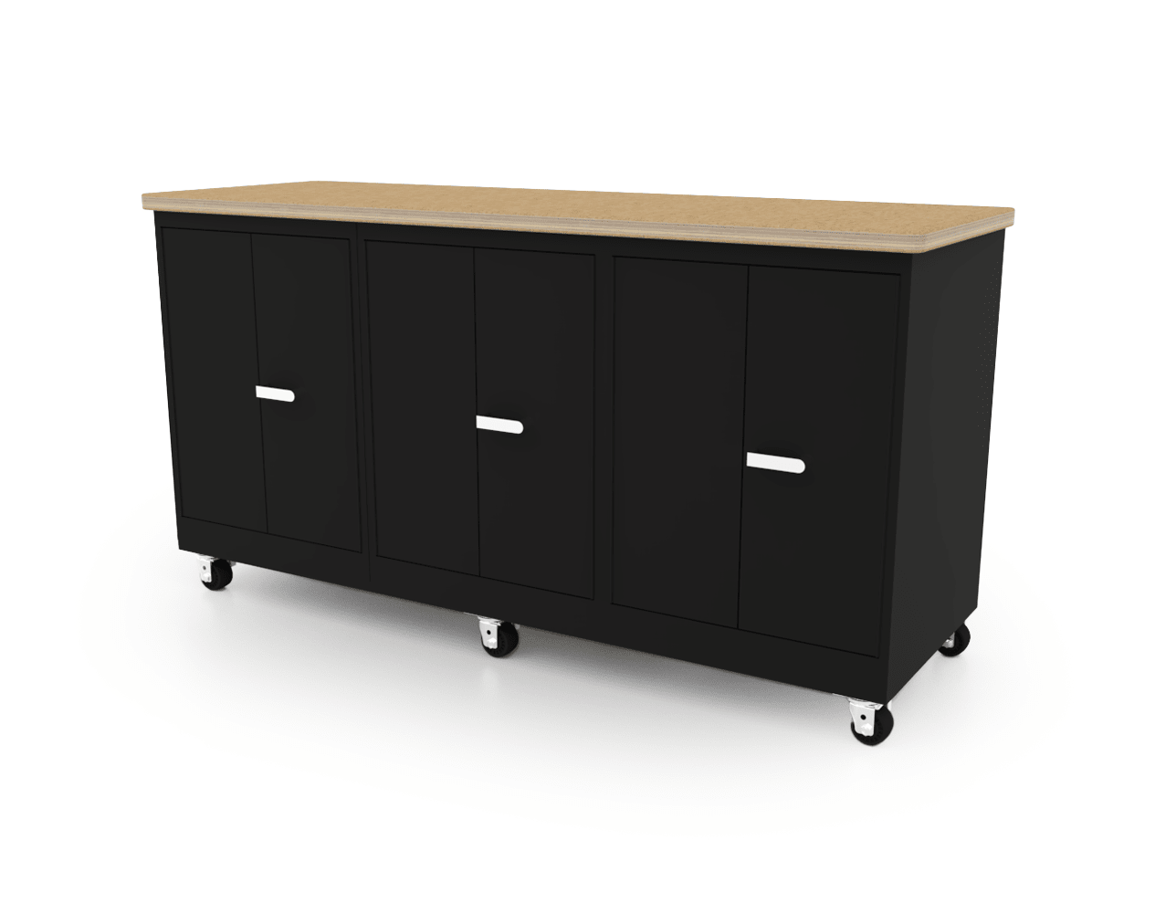 CEF Forge 3 - Pod Mobile Workstation - Heavy Duty Black Metal Cabinet with 3 Double - Door Base (CEF - FORGE - FP - 3CS - DD - DD - DD) - SchoolOutlet