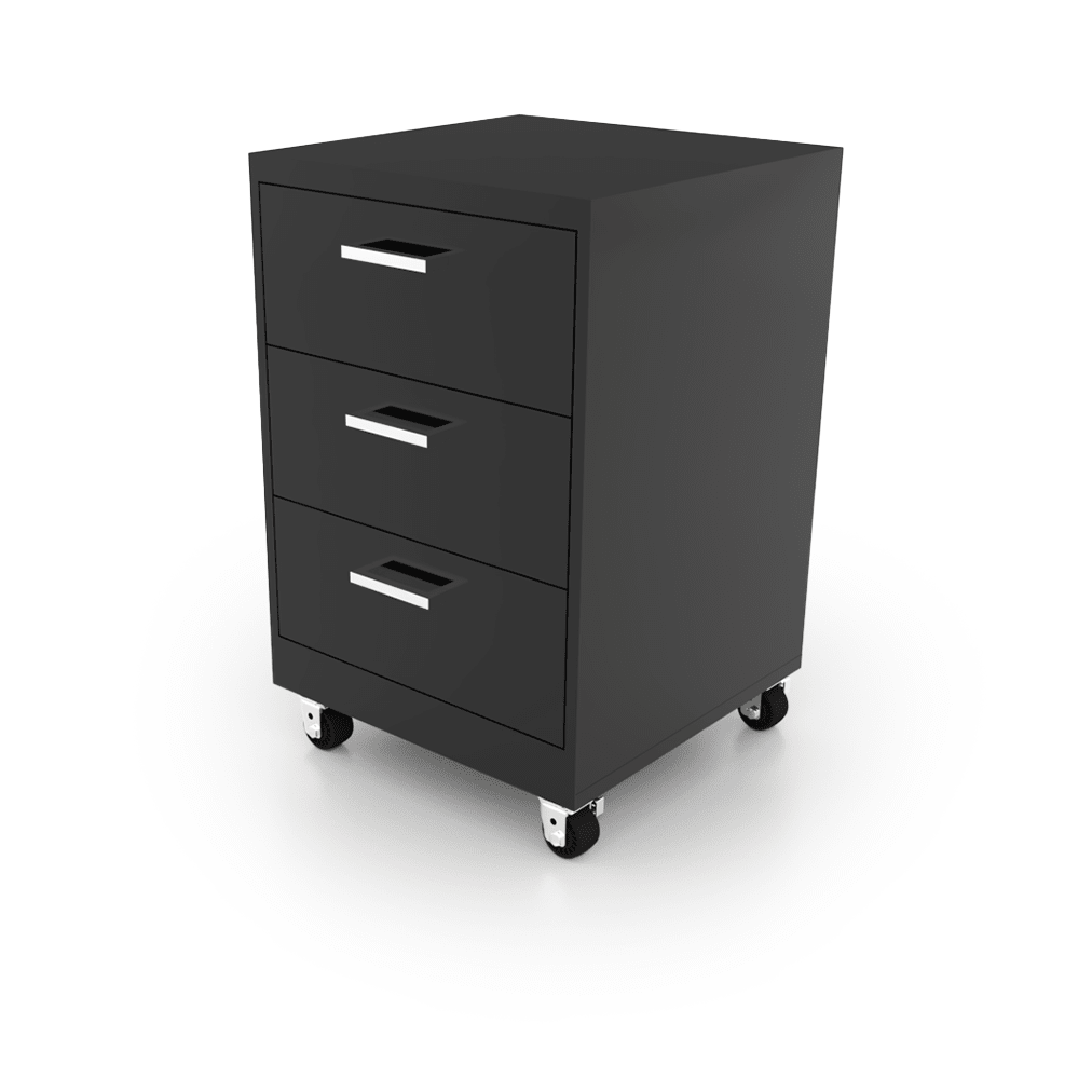 CEF Forge Single Heavy Duty Black Metal Pod w/ 3 Drawers, Mobile (CEF - FORGE - FP - CS - 3D) - SchoolOutlet