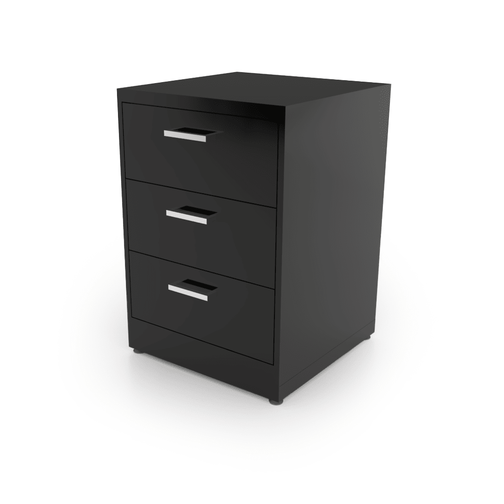 CEF Forge Single Heavy Duty Black Metal Pod w/ 3 Drawers, Stationary (CEF - FORGE - FP - EB - 3D) - SchoolOutlet