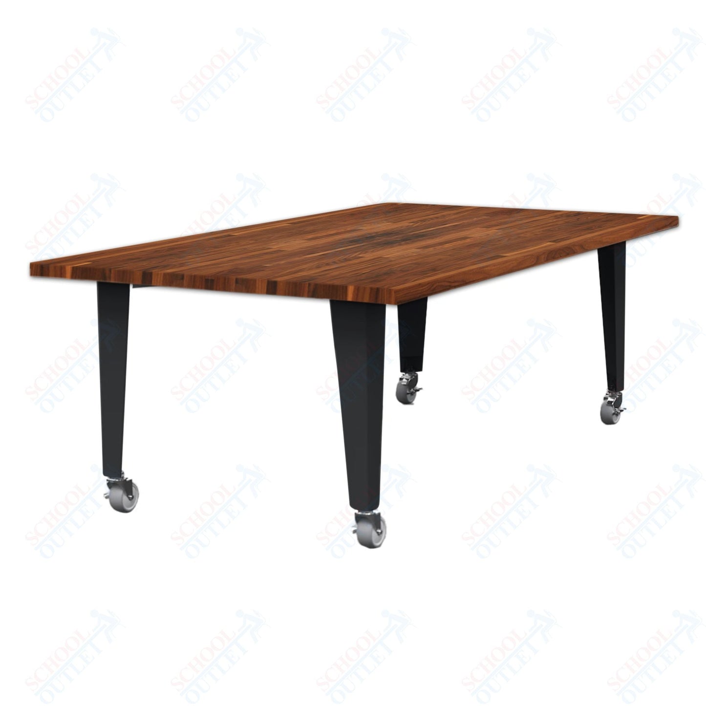 CEF IDEA Island Table 30" Height - Butcher Block Top 84"W x 48"D with Steel Frame, Cable Management and Heavy Duty Locking Casters (No Electric) - SchoolOutlet