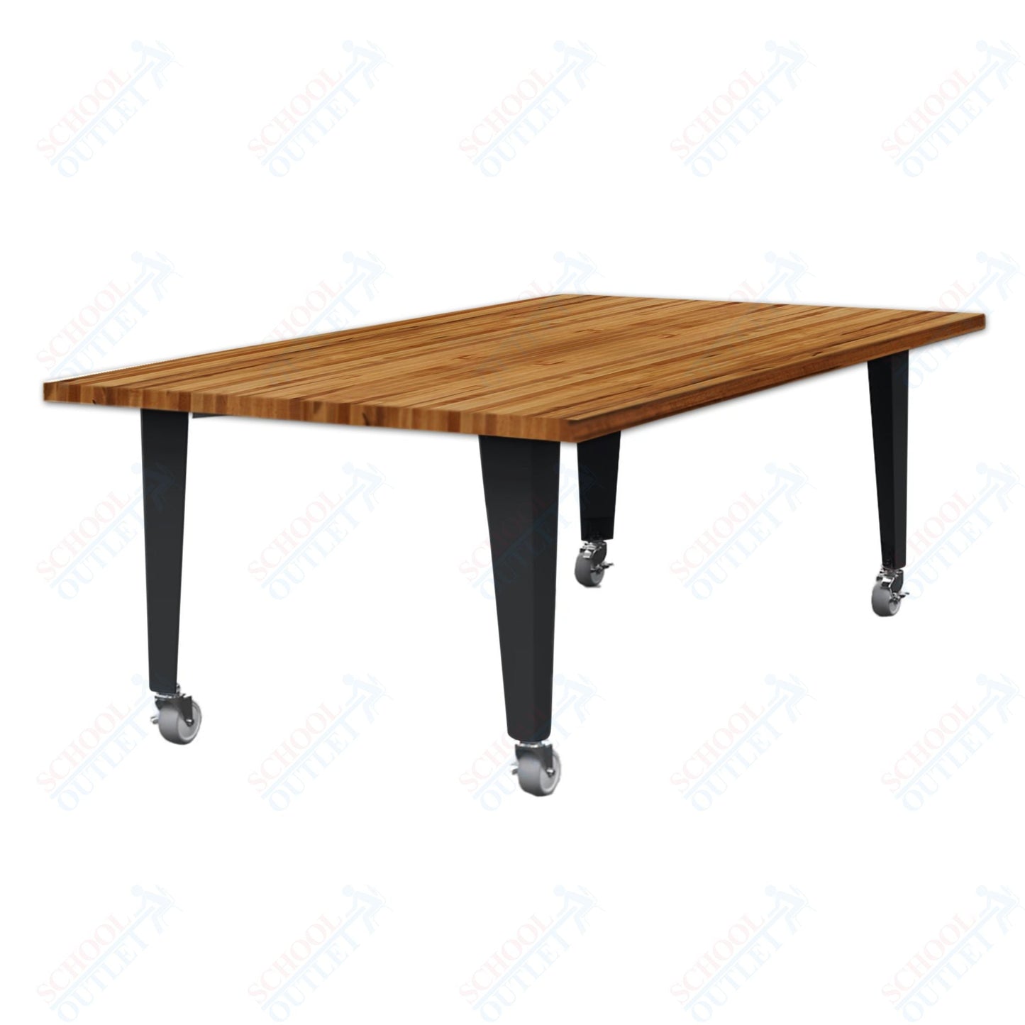 CEF IDEA Island Table 30" Height - Butcher Block Top 84"W x 48"D with Steel Frame, Cable Management and Heavy Duty Locking Casters (No Electric) - SchoolOutlet