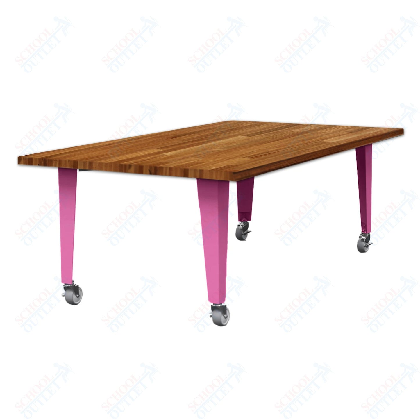 CEF IDEA Island Table 30" Height - Butcher Block Top 84"W x 48"D with Steel Frame, Cable Management and Heavy Duty Locking Casters (No Electric) - SchoolOutlet