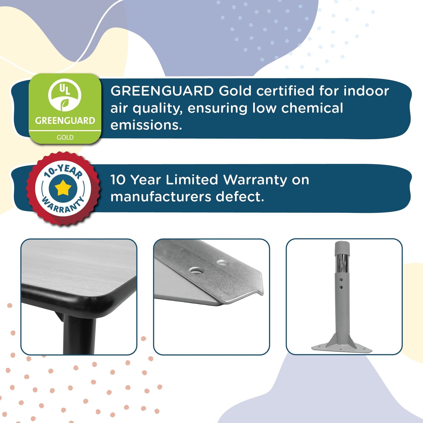 Angeles AS WE GROW Rectangular Adjustable Table - 24"W x 48"L - SchoolOutlet