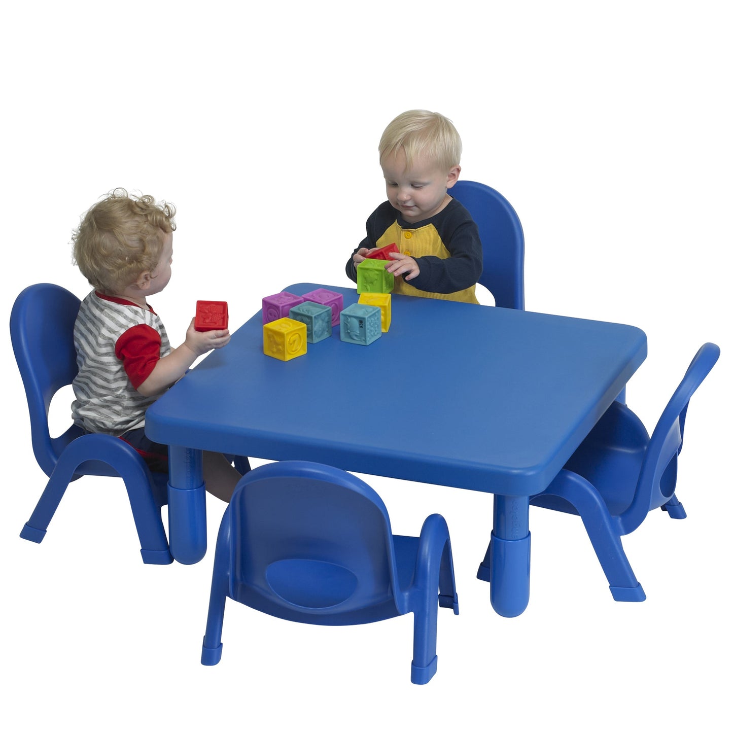 Children's Factory Toddler MyValue Table and Chair Set of 4 (Square) - Blue - SchoolOutlet